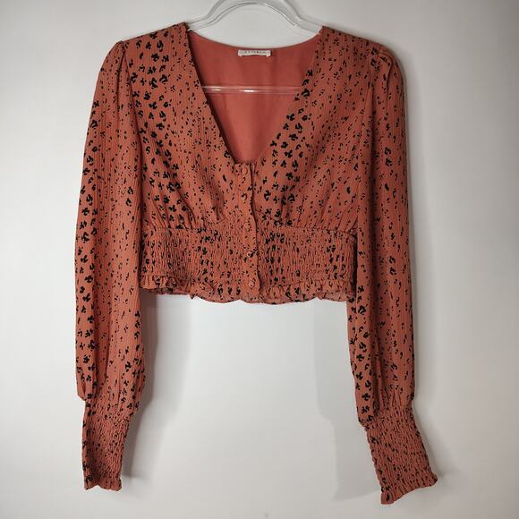 Storia Cropped Top Womens Small Smocked Waist & Wrist Peasant Cottagecore‎ - Picture 1 of 12